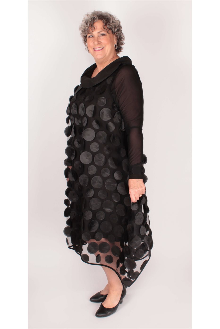 Robe trapèze sans manches à pois 3D